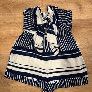 Lulu's Navy and White Striped Romper